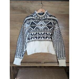 Splendid Vail Cropped Sweater Womens M Multicolor Knit Merino Wool Pullover NWT